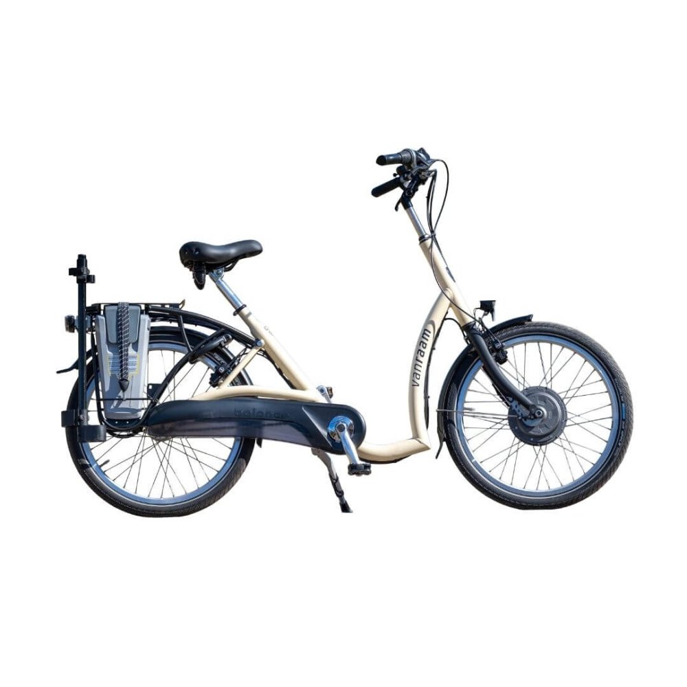 Bicicletta elettrica con porta bastone color avorio